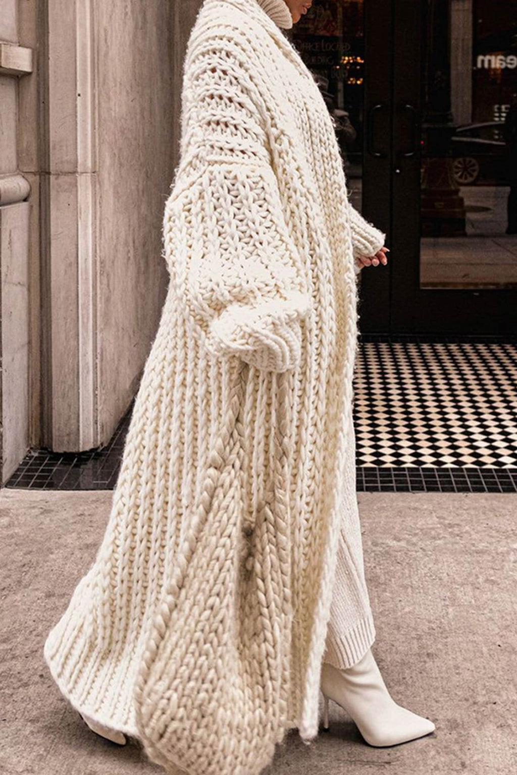 Women's Oversized Chunky Knit Cardigan Sweater with Open Front and Maxi Length - Image 5