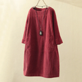 Women's Oversized Corduroy Shift Dress | Round Neck Long Sleeve - Image 1