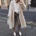 Women's Oversized Faux Fur Coat with Hood and Open Front Long Winter Jacket - Image 1