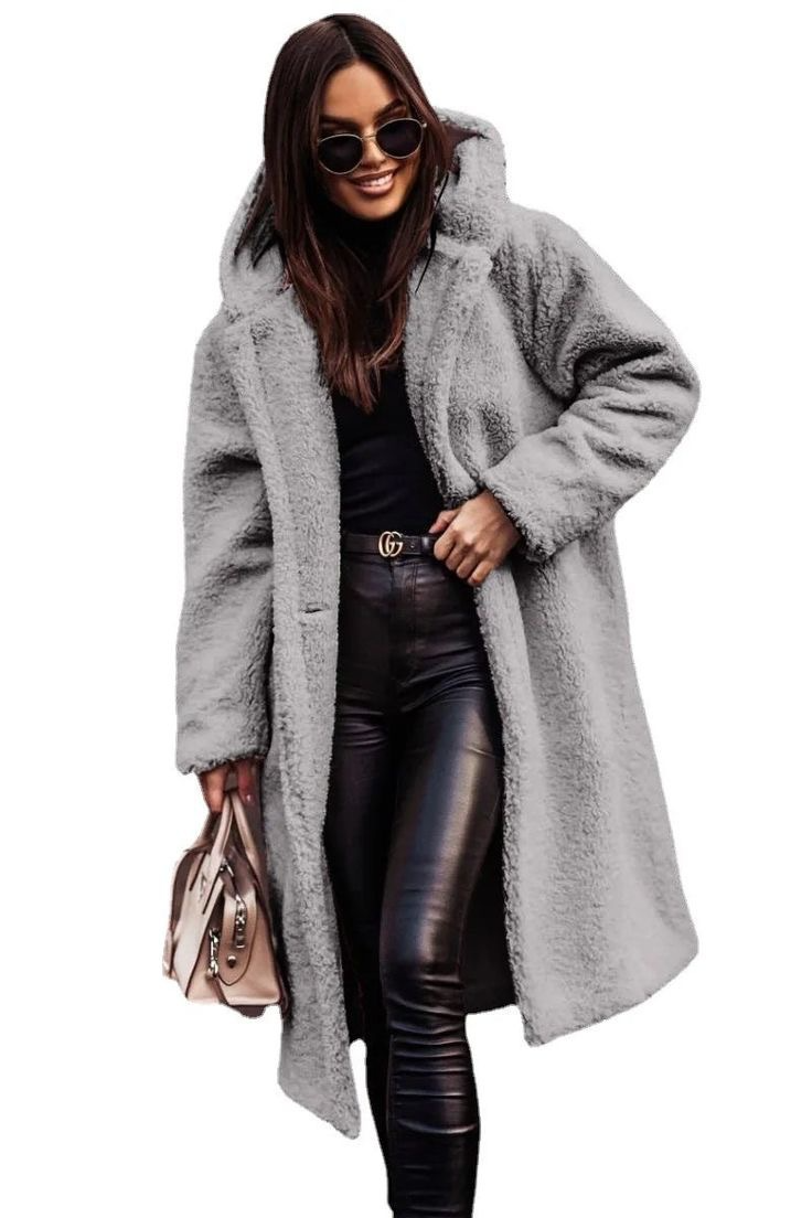 Women's Oversized Faux Fur Coat with Hood and Open Front Long Winter Jacket - Image 4