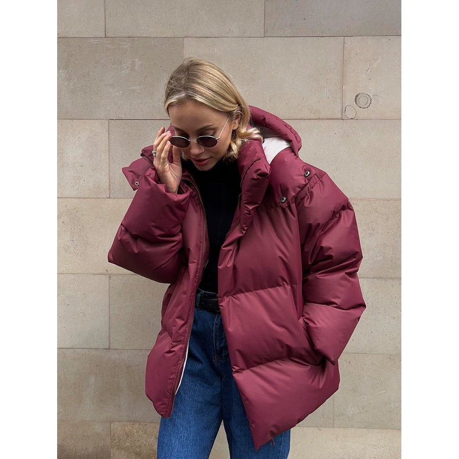 Women's Oversized Hooded Puffer Winter Jacket with Quilted Design - Image 6