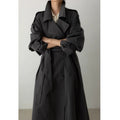 Women's Oversized Long Trench Coat with Double Breasted Design and Tie Belt - Image 6