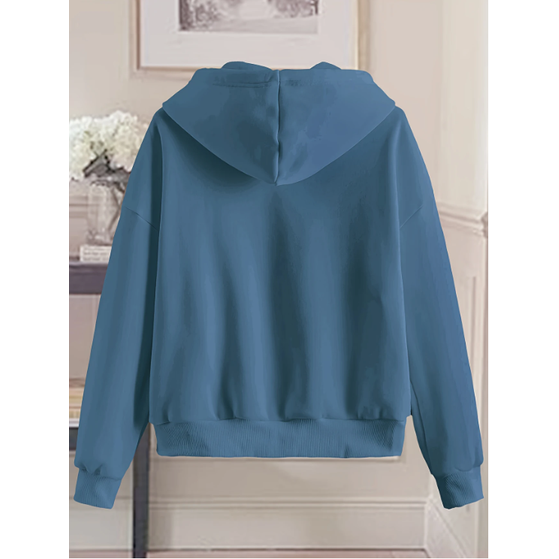 Women's Oversized Zip Up Hoodie with Drawstring and Functional Pockets - Image 1