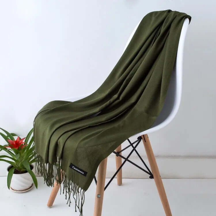 Women's Pashmina Scarf and Shawl with Fringed Tassel Ends for Christmas - Image 3