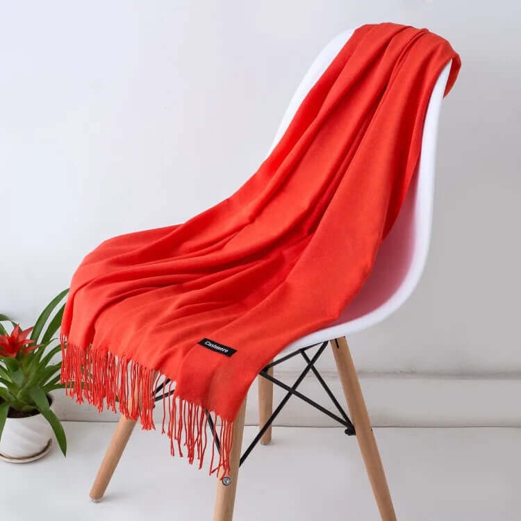 Women's Pashmina Scarf and Shawl with Fringed Tassel Ends for Christmas - Image 9