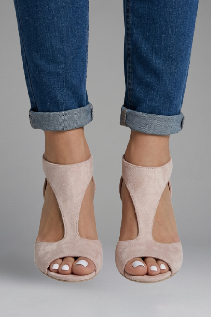 Women's Peep Toe Open Heels with Cutout Panels and Back Zipper - Image 3
