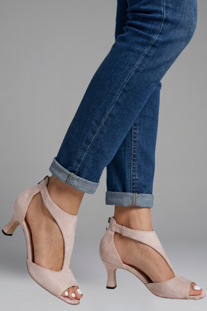 Women's Peep Toe Open Heels with Cutout Panels and Back Zipper - Image 5