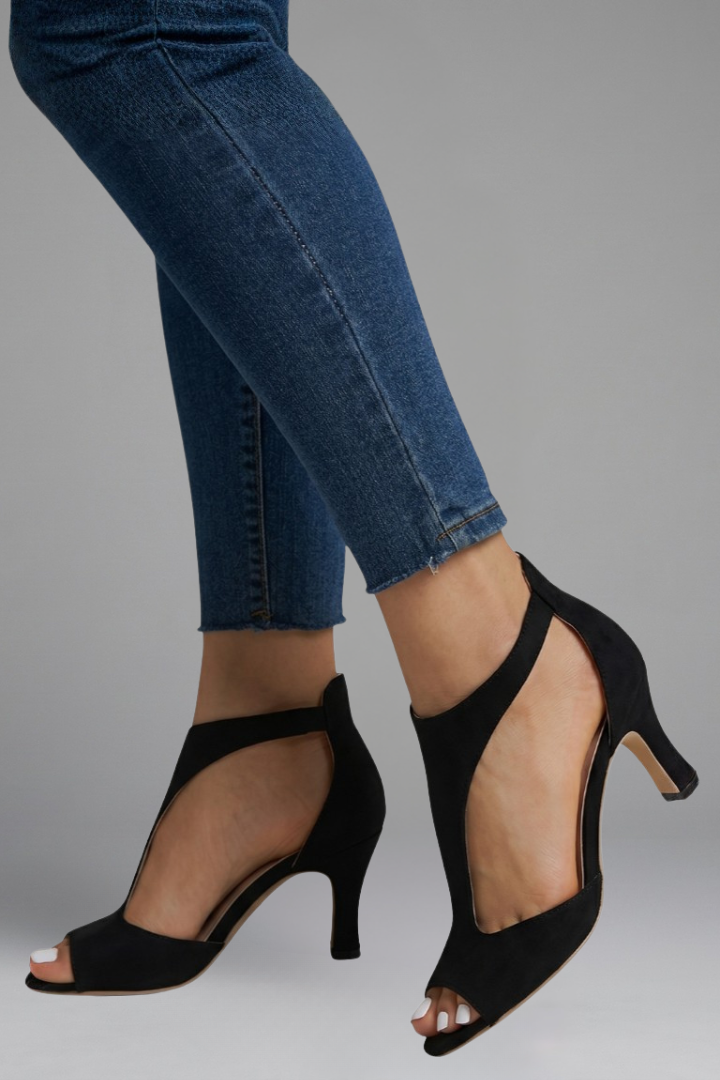 Women's Peep Toe Open Heels with Cutout Panels and Back Zipper - Image 7