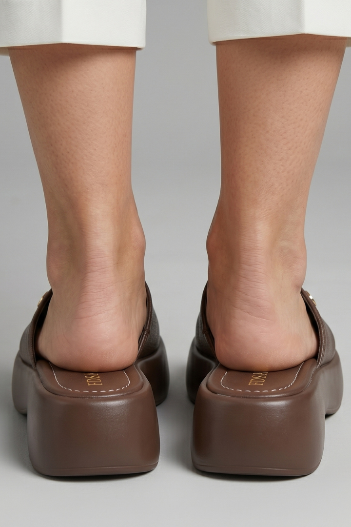 Women's Platform Sandals with Wedge Heels Slip-On Slides Open Toe Cushioned Footbed - Image 5