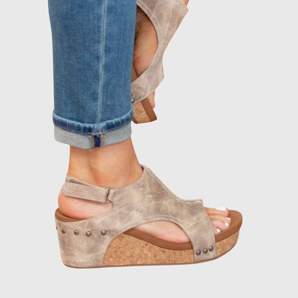 Women's Platform Wedge Sandals Cork Open Toe | Hook and Loop Ankle Strap - Image 4
