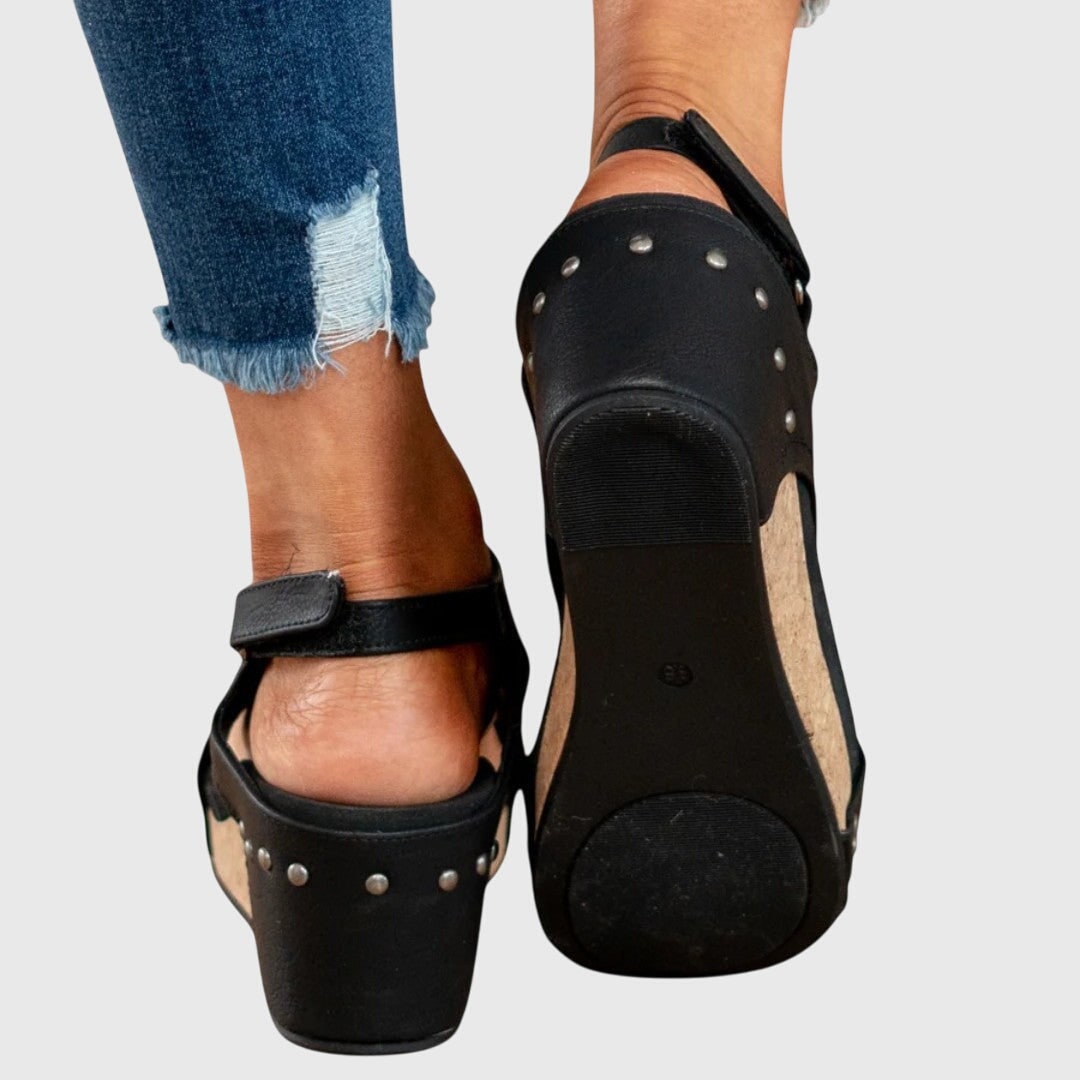 Women's Platform Wedge Sandals Cork Open Toe | Hook and Loop Ankle Strap - Image 8