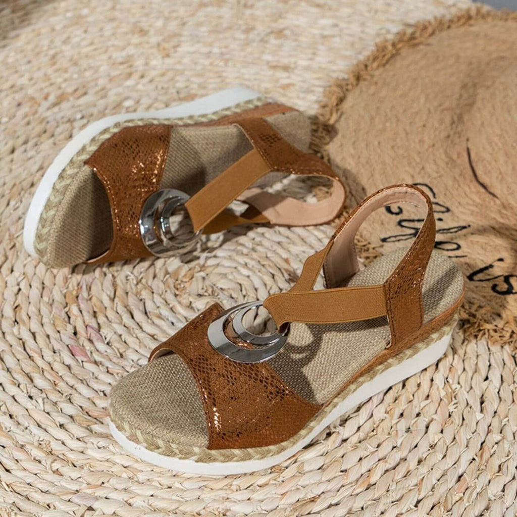 Women's Platform Wedge Sandals with Cushioned Footbed and Elastic Straps - Image 8