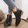 Women's Pointed Toe Ankle Boots with Side Zipper and Block Heel - Image 1