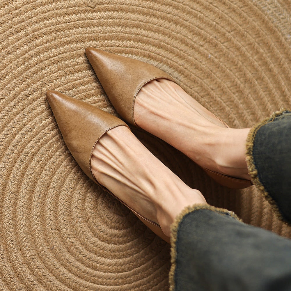 Women's Pointed Toe Kitten Heel Pumps with Genuine Leather - Image 11