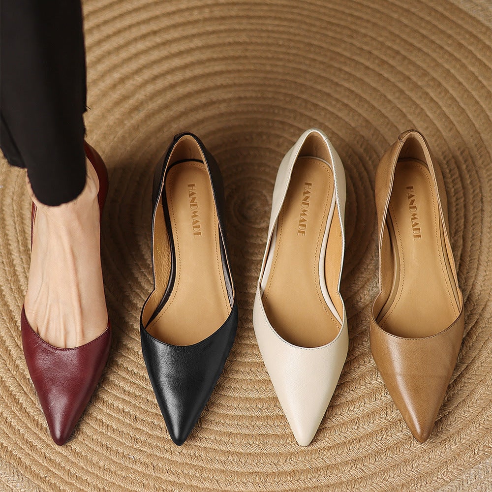Women's Pointed Toe Kitten Heel Pumps with Genuine Leather - Image 13