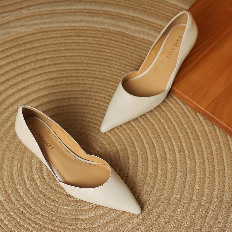 Women's Pointed Toe Kitten Heel Pumps with Genuine Leather - Image 18