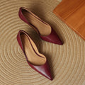 Women's Pointed Toe Kitten Heel Pumps with Genuine Leather - Image 1