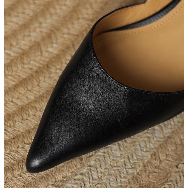 Women's Pointed Toe Kitten Heel Pumps with Genuine Leather - Image 26
