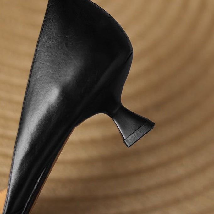 Women's Pointed Toe Kitten Heel Pumps with Genuine Leather - Image 28