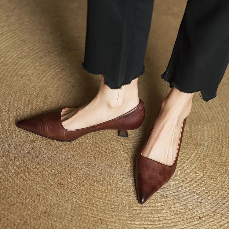 Women's Pointed Toe Kitten Heel Pumps with Padded Insole - Image 11