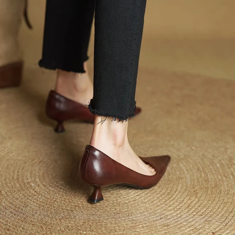 Women's Pointed Toe Kitten Heel Pumps with Padded Insole - Image 12