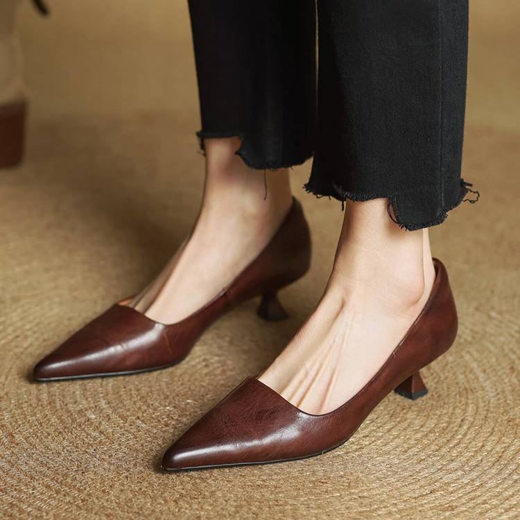 Women's Pointed Toe Kitten Heel Pumps with Padded Insole - Image 13