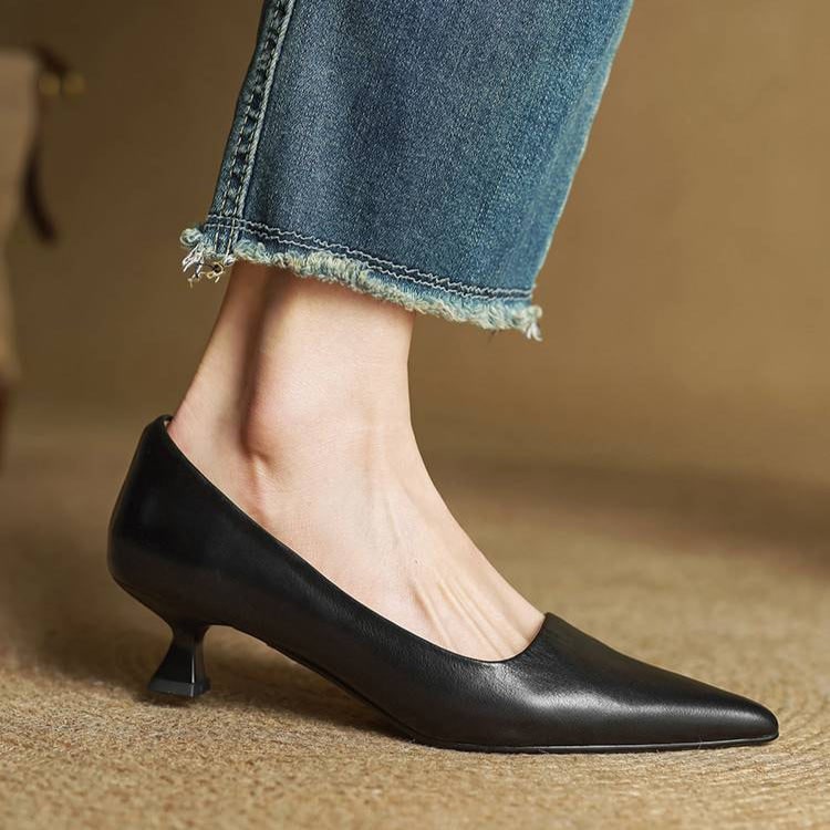Women's Pointed Toe Kitten Heel Pumps with Padded Insole - Image 23