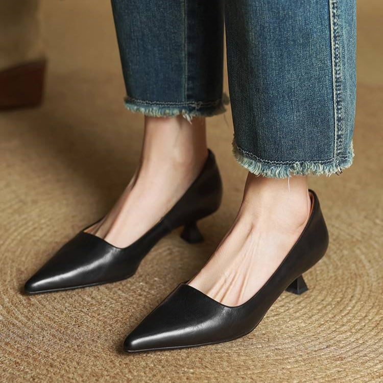 Women's Pointed Toe Kitten Heel Pumps with Padded Insole - Image 25