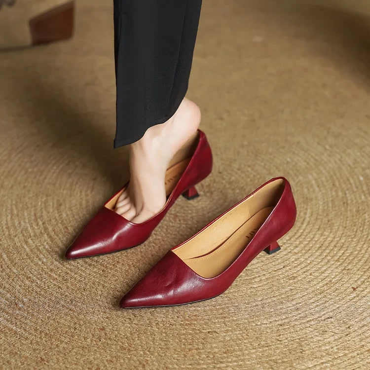 Women's Pointed Toe Kitten Heel Pumps with Padded Insole - Image 2