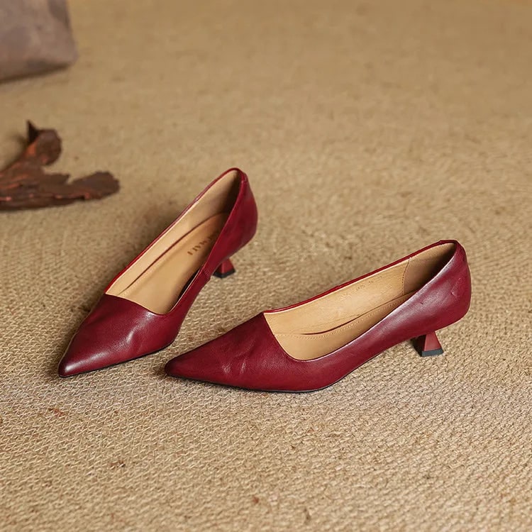 Women's Pointed Toe Kitten Heel Pumps with Padded Insole - Image 8