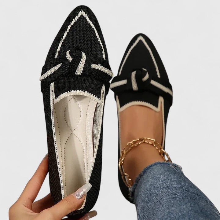 Women's Pointed Toe Knit Flats Comfortable Everyday | Slip-On Cushioned - Image 4