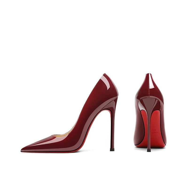 Women's Pointed Toe Stiletto Heels with Patent Leather and Slip-On Design - Image 10