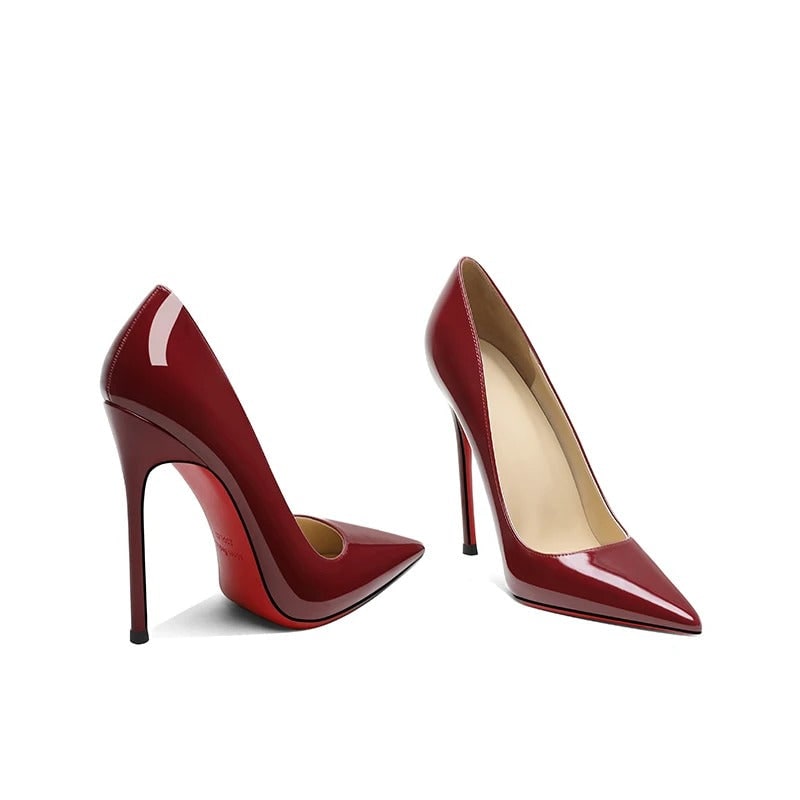 Women's Pointed Toe Stiletto Heels with Patent Leather and Slip-On Design - Image 11