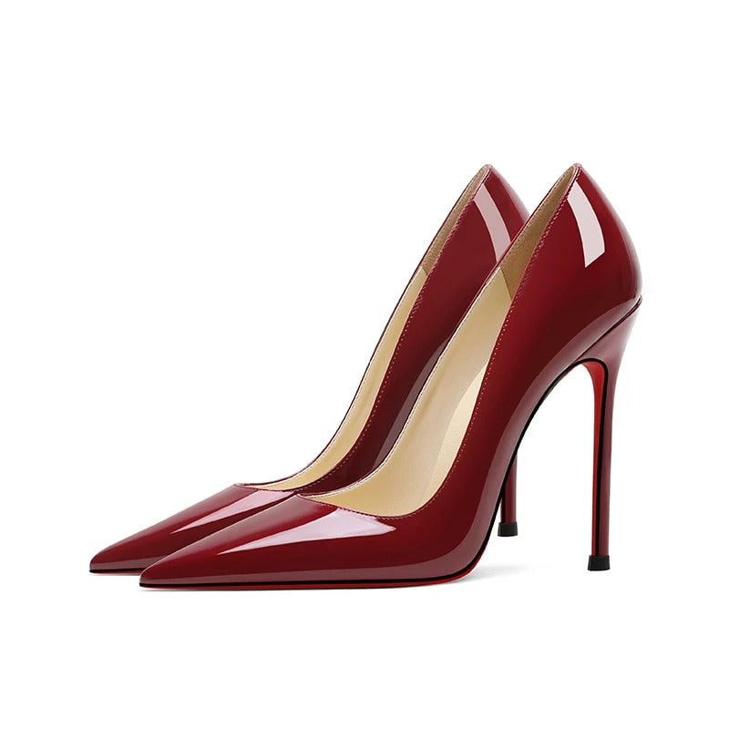 Women's Pointed Toe Stiletto Heels with Patent Leather and Slip-On Design - Image 12