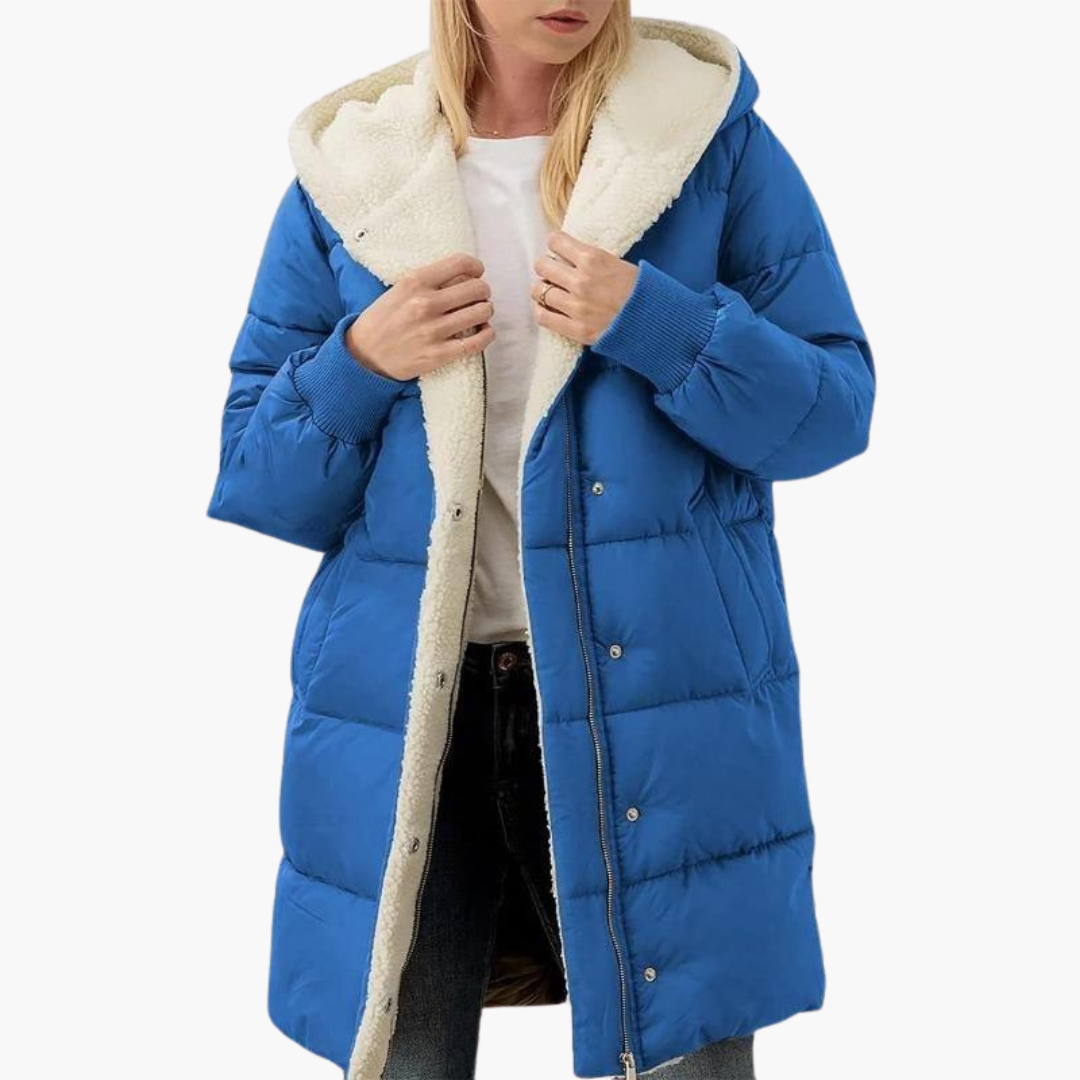 Women's Puffer Coat Jacket with Fleece Lining and Hooded Quilted Design - Image 10