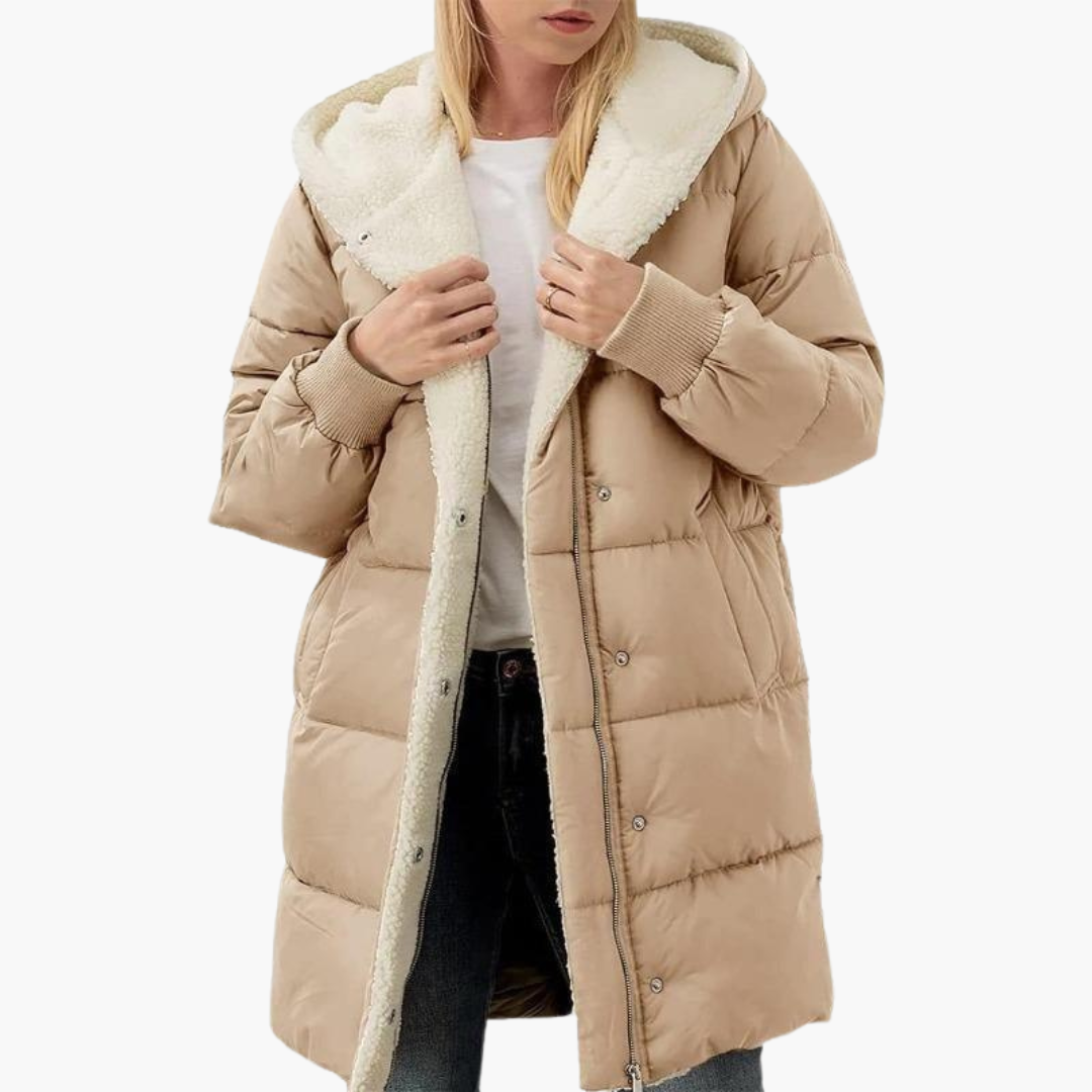 Women's Puffer Coat Jacket with Fleece Lining and Hooded Quilted Design - Image 11