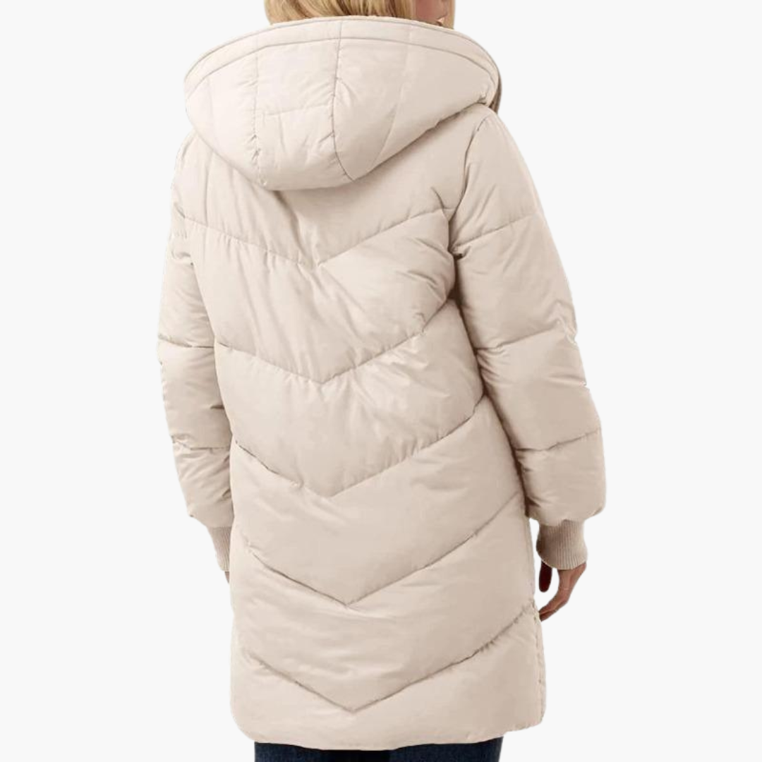 Women's Puffer Coat Jacket with Fleece Lining and Hooded Quilted Design - Image 14