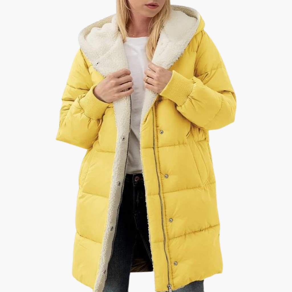 Women's Puffer Coat Jacket with Fleece Lining and Hooded Quilted Design - Image 15
