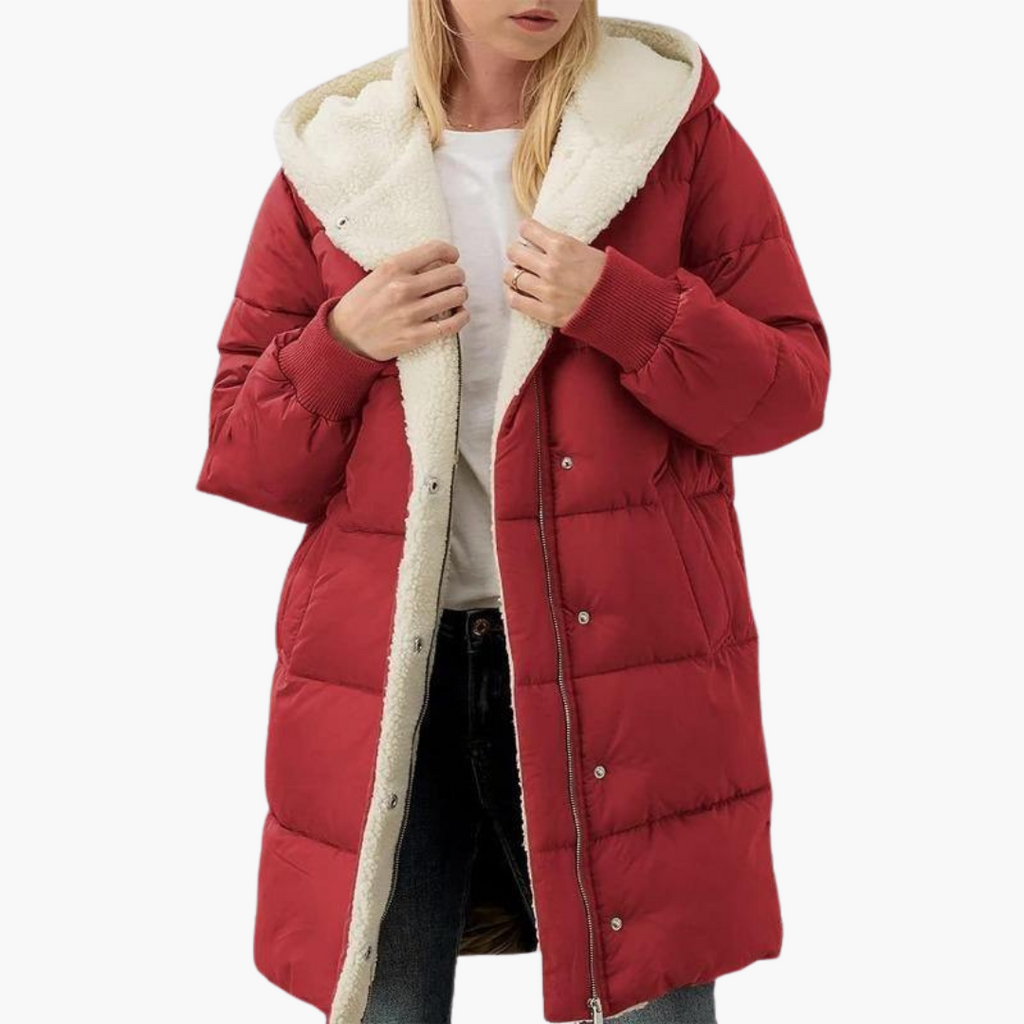 Women's Puffer Coat Jacket with Fleece Lining and Hooded Quilted Design - Image 17
