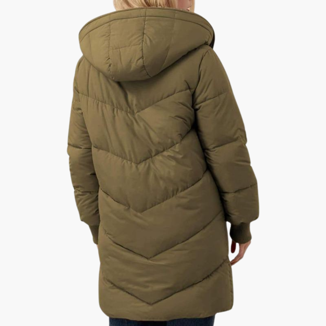 Women's Puffer Coat Jacket with Fleece Lining and Hooded Quilted Design - Image 2