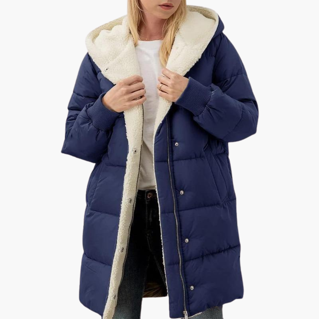 Women's Puffer Coat Jacket with Fleece Lining and Hooded Quilted Design - Image 5
