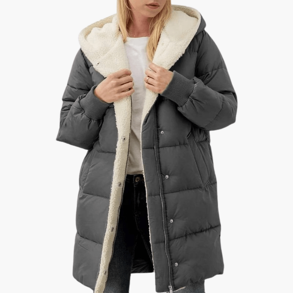 Women's Puffer Coat Jacket with Fleece Lining and Hooded Quilted Design - Image 8