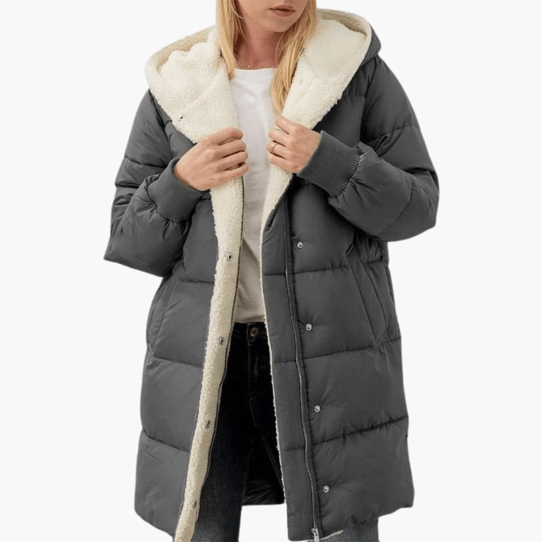 Women's Puffer Coat Jacket with Fleece Lining and Hooded Quilted Design - Image 8
