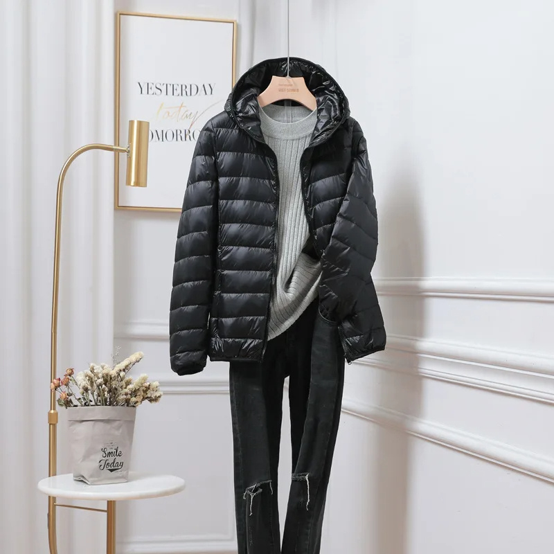 Women's Puffer Jacket Hooded with Quilted Zip Closure - Image 2