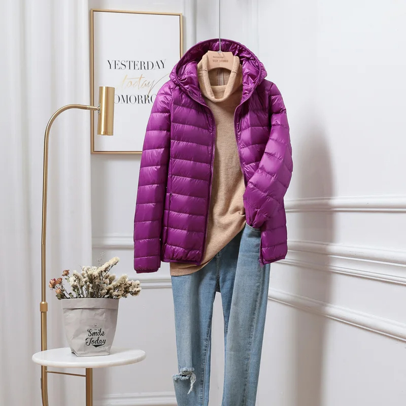 Women's Puffer Jacket Hooded with Quilted Zip Closure - Image 4
