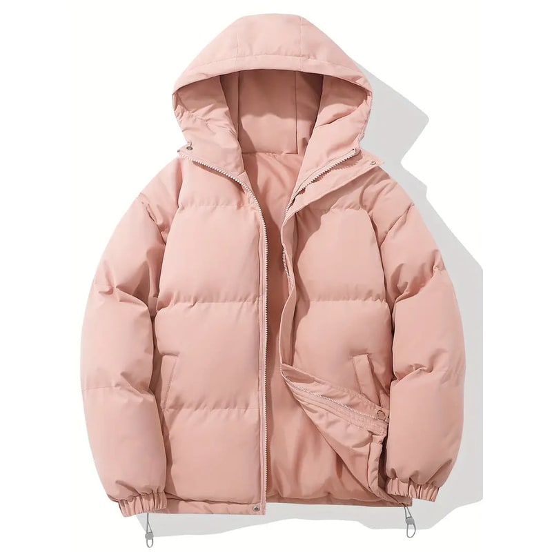Women's Puffer Jacket Quilted Hooded with Drawstring Hem and Insulated Long Sleeves - Image 6