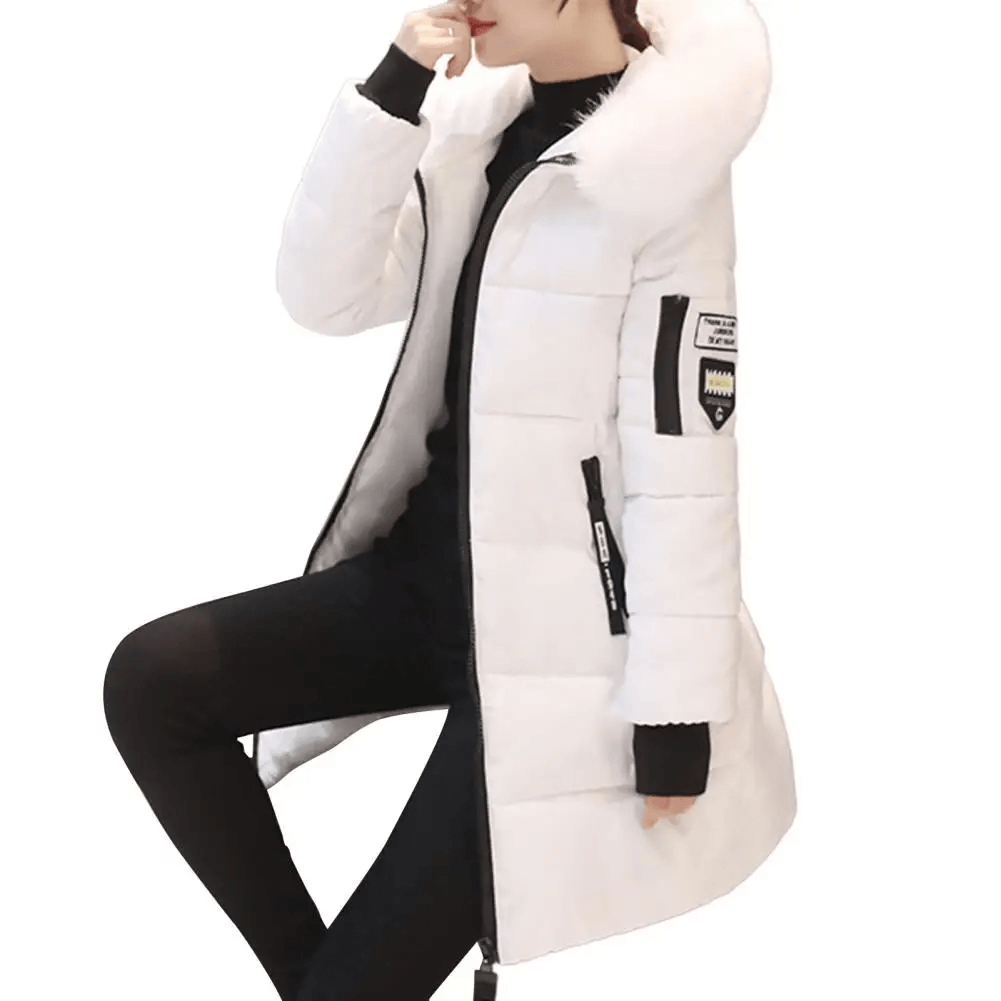 Women's Puffer Jacket Winter Coat Mid-Length Quilted with Faux Fur Hood - Image 11