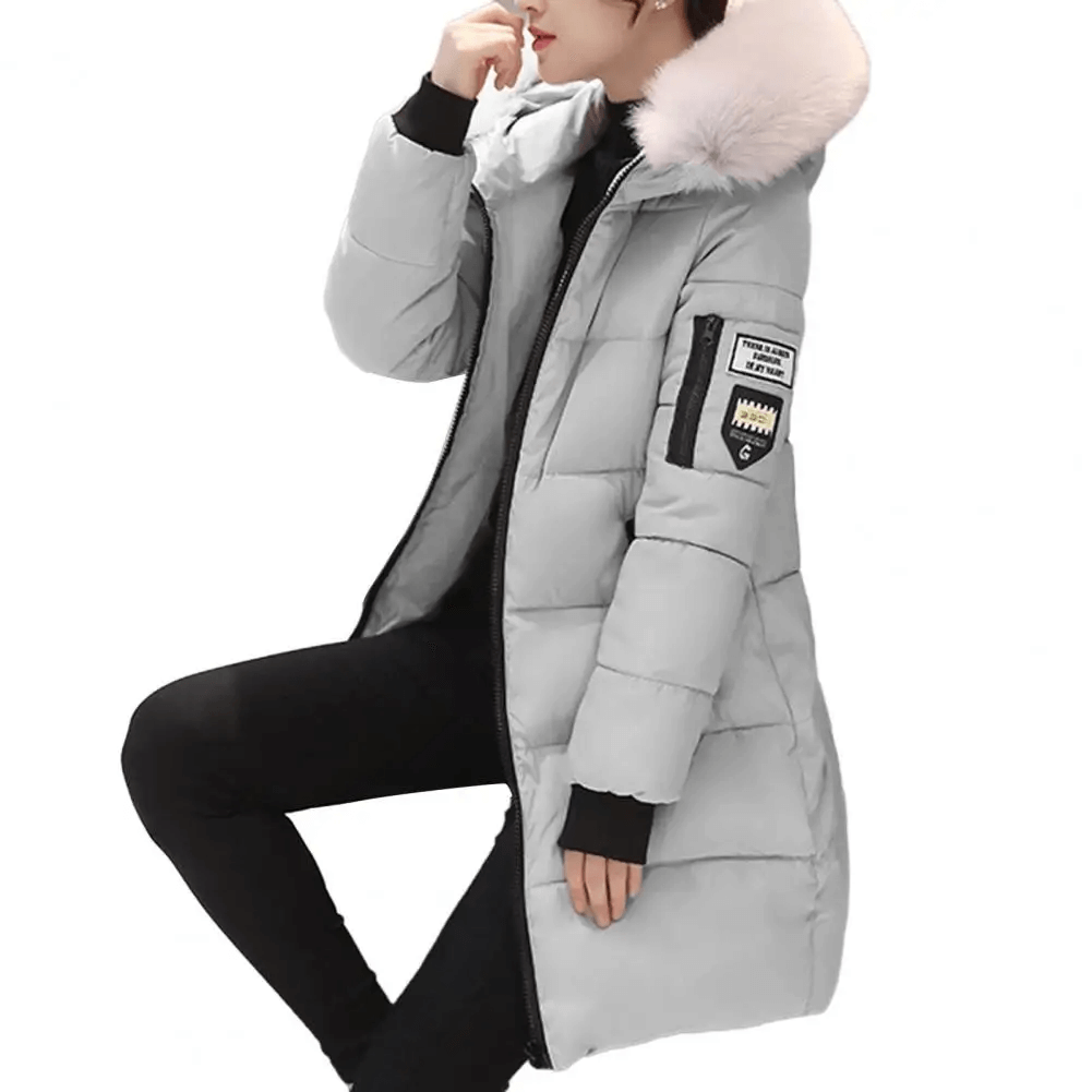 Women's Puffer Jacket Winter Coat Mid-Length Quilted with Faux Fur Hood - Image 13