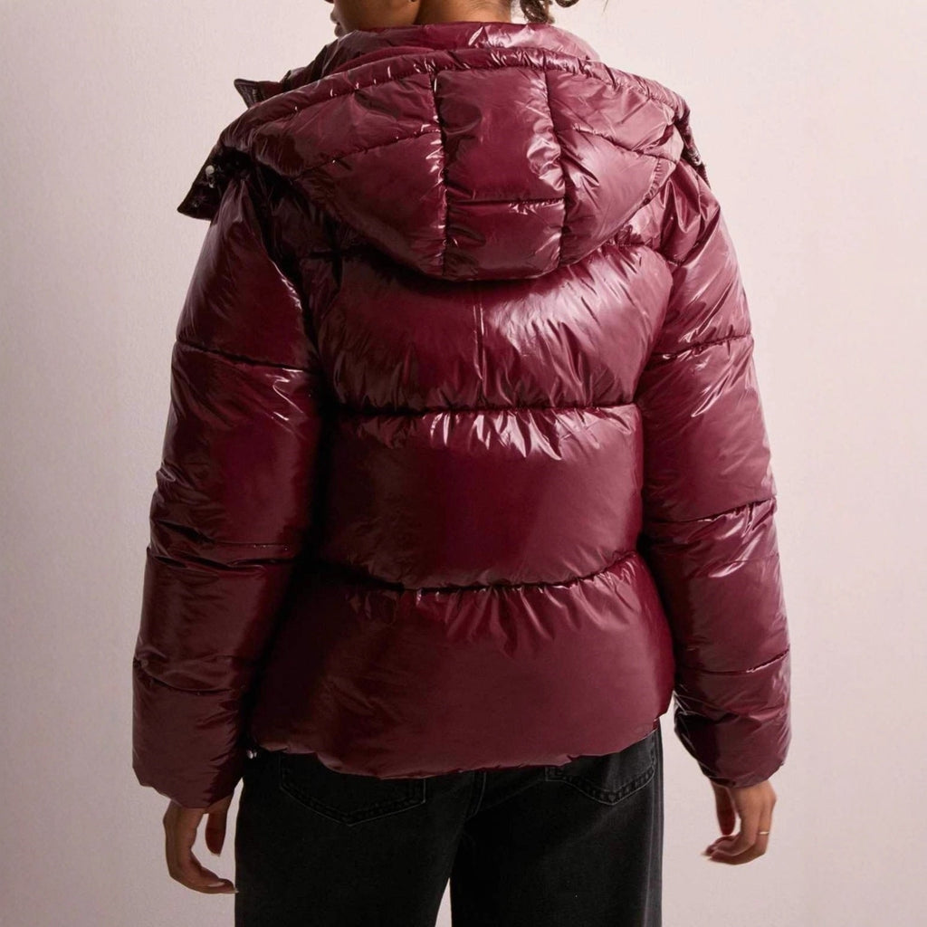 Women's Puffer Jacket Winter Quilted Hooded with Full Zip and Side Pockets - Image 3