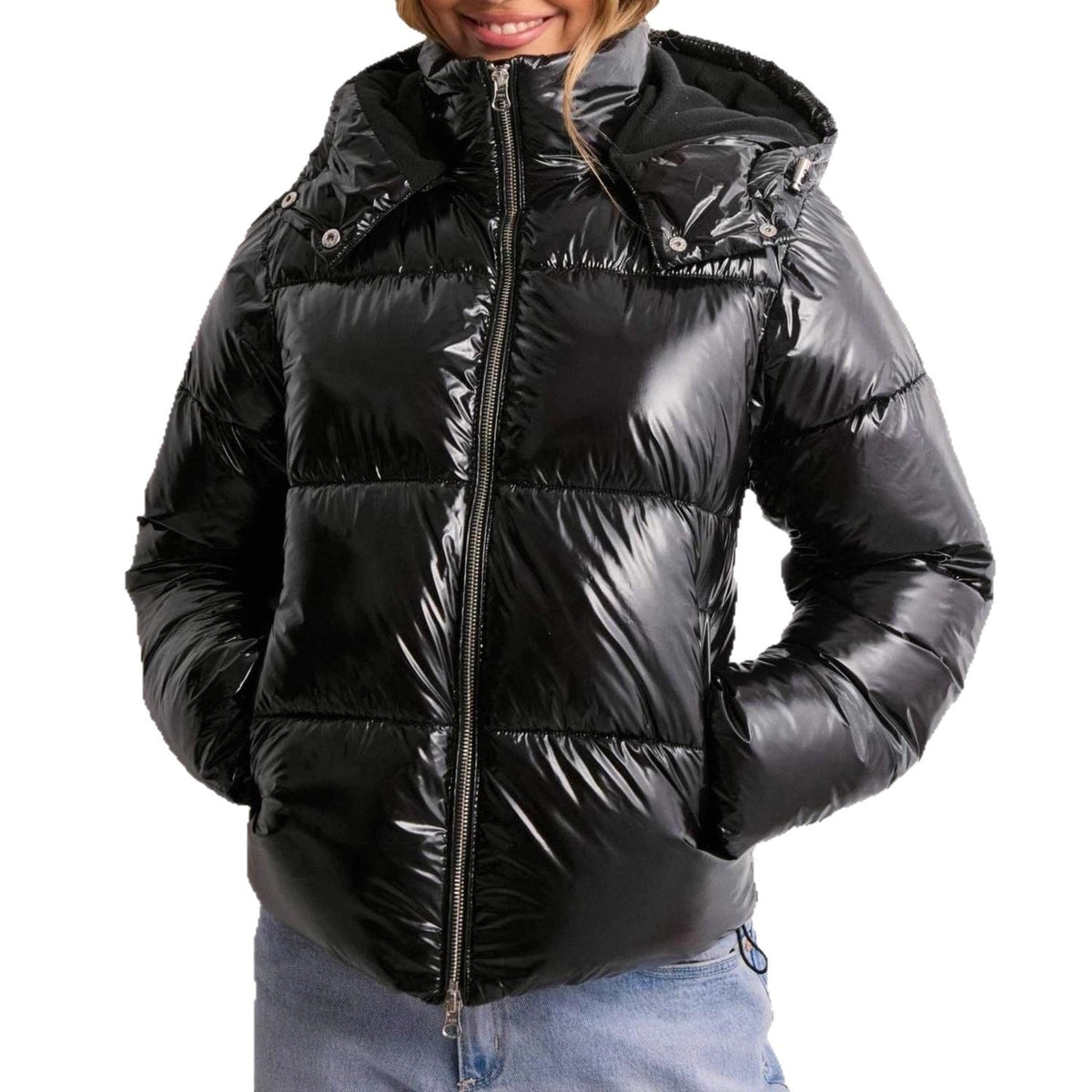 Women's Puffer Jacket Winter Quilted Hooded with Full Zip and Side Pockets - Image 5